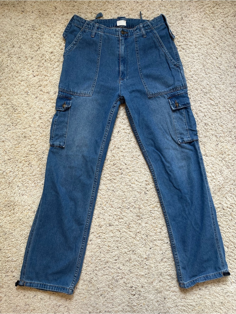 Women's Y2K Baggy Straight Leg Cargo Jeans – Blue
